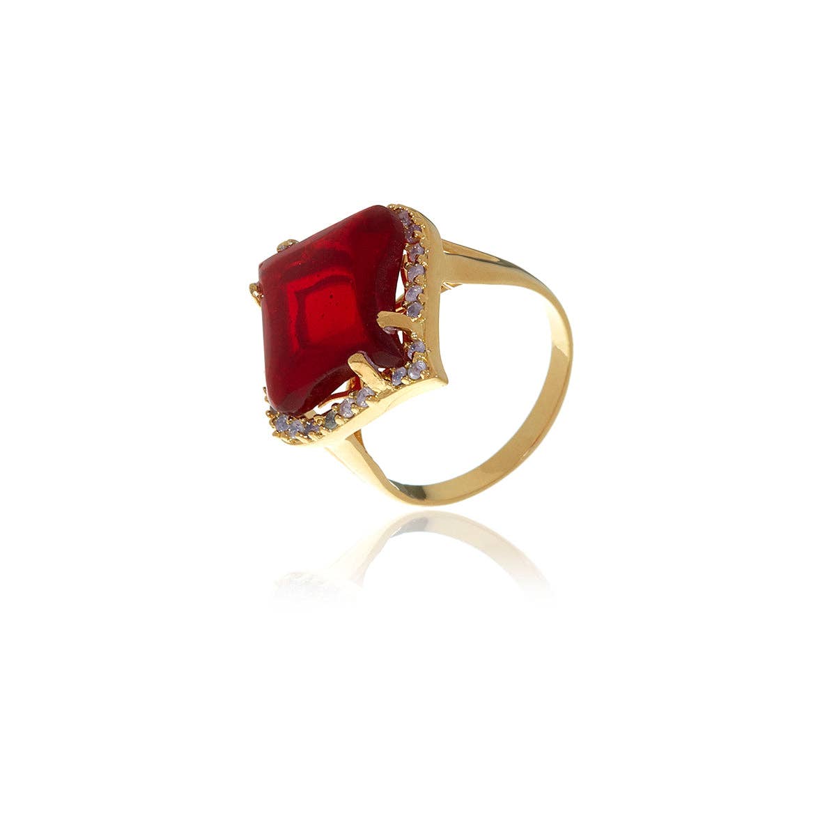 Gold Petal Garnet Crystal Ring