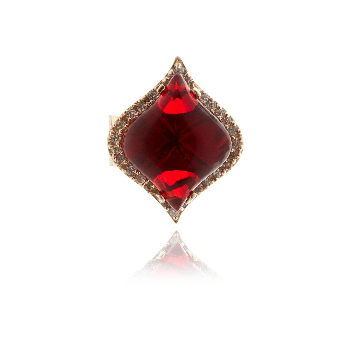 Gold Petal Garnet Crystal Ring