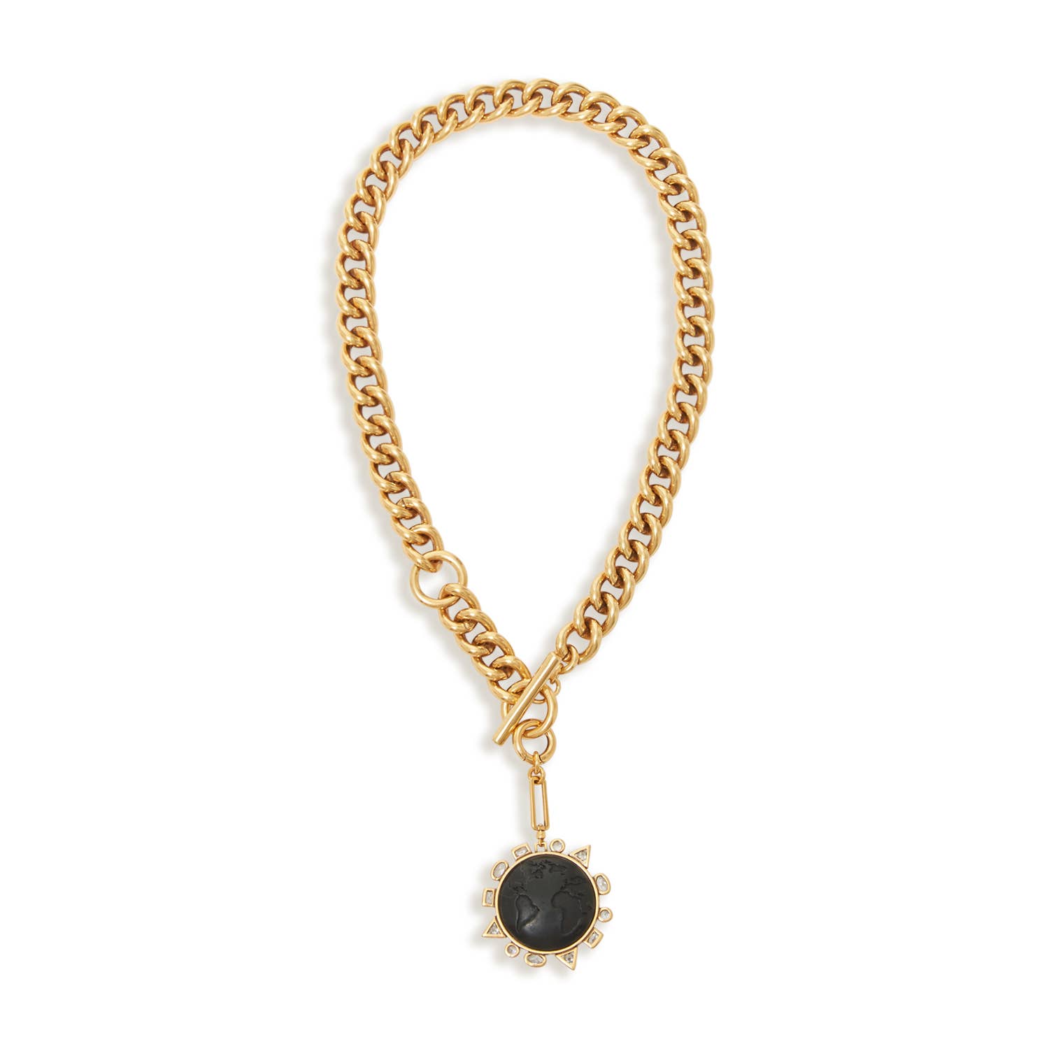 Odyssey Necklace Gold with Black Stone. 1 of 6.