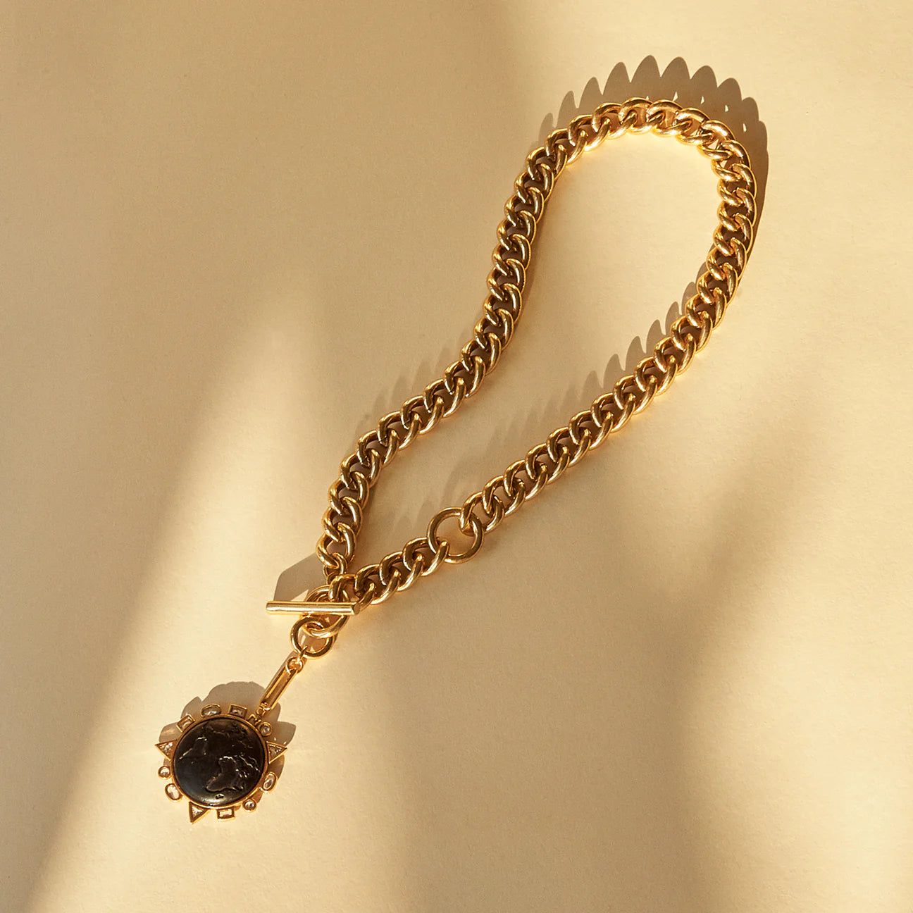 Odyssey Necklace Gold with Black Stone. 5 of 6.