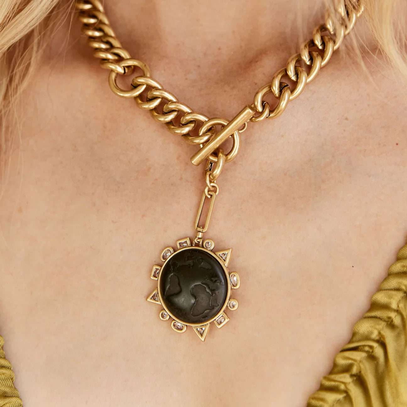 Odyssey Necklace Gold with Black Stone. 3 of 6.