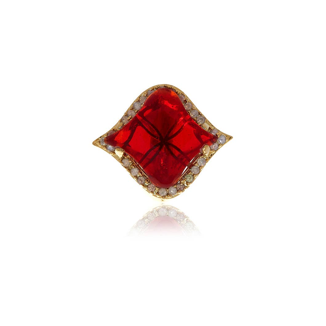 Gold Petal Garnet Crystal Ring