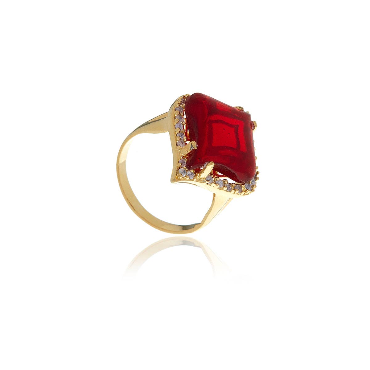 Gold Petal Garnet Crystal Ring